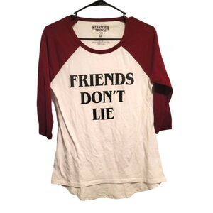 Stranger Things Friends Don't Lie Graphic Raglan T-Shirt Size Medium